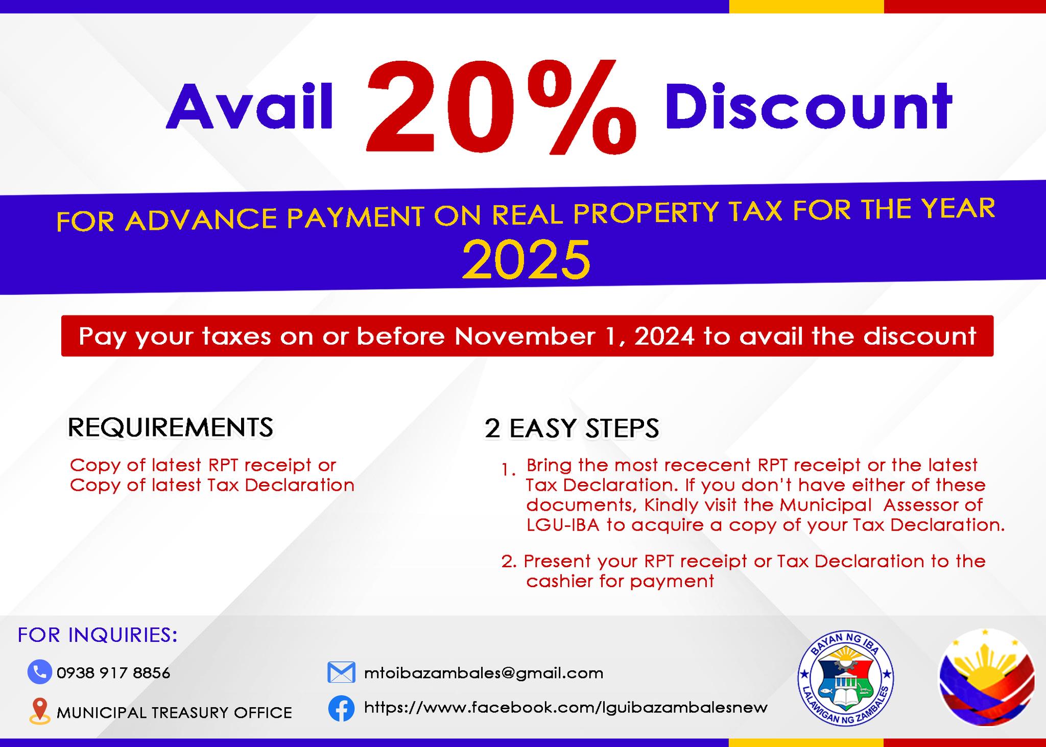 LGU - PAY your taxes EARLY to avail a 20% DISCOUNT on REAL PROPERTY TAX ...