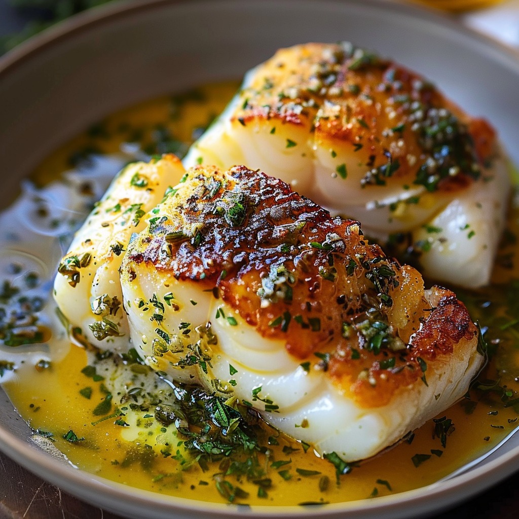 Cuisine Corner - Golden Seared Cod with Herb Butter Sauce... | Facebook