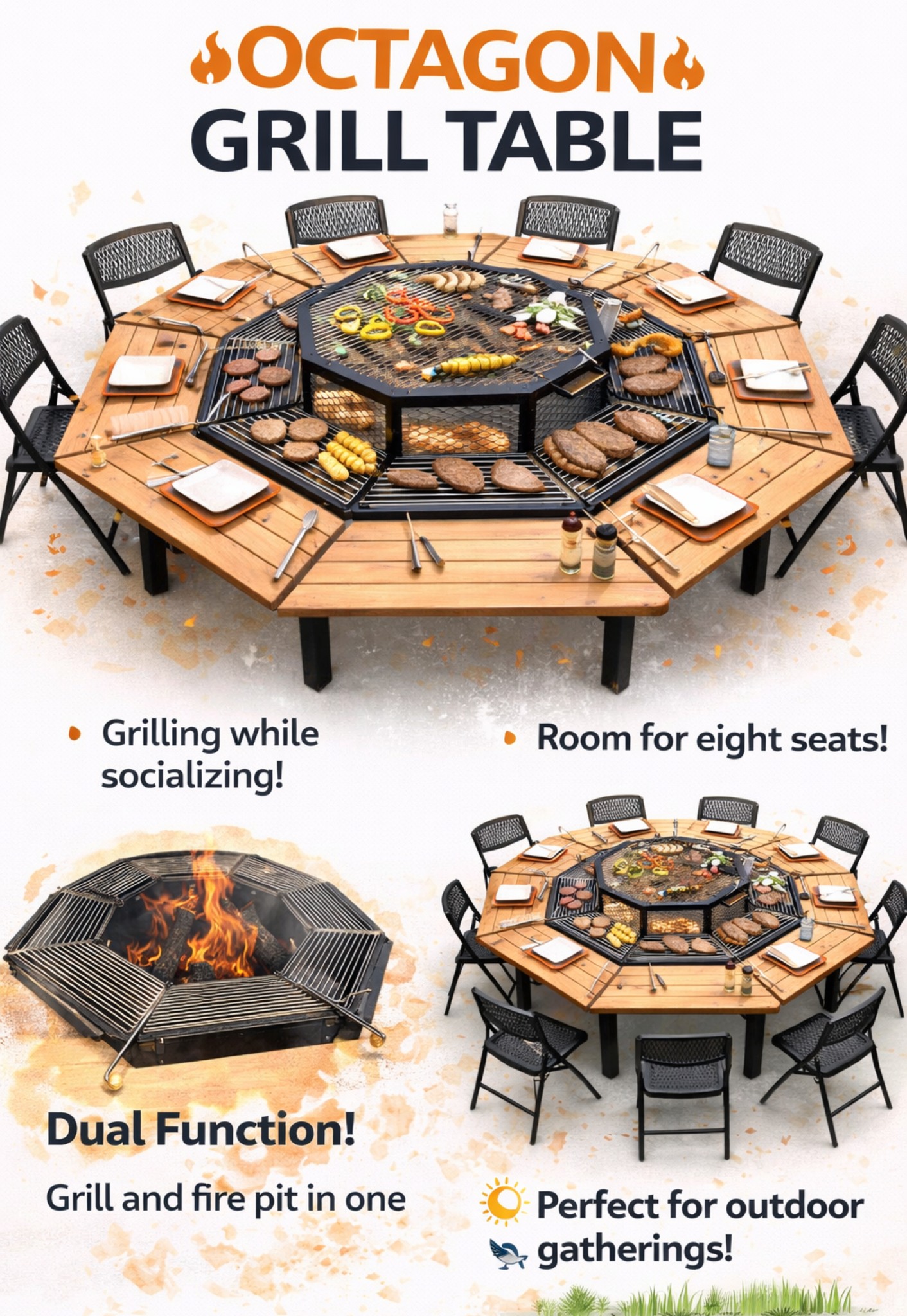 Grandma - 🔥 Octagon Grill Table for Outdoor Gatherings 🔥 1️⃣ Grill and ...