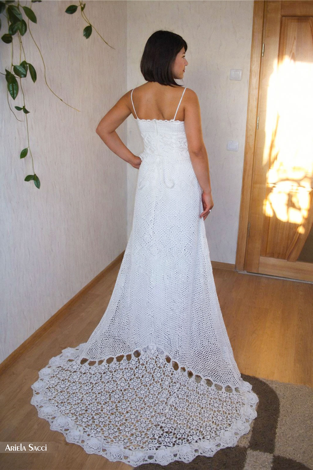 Handmade Crochet Wedding Dress with Pineapple Pattern