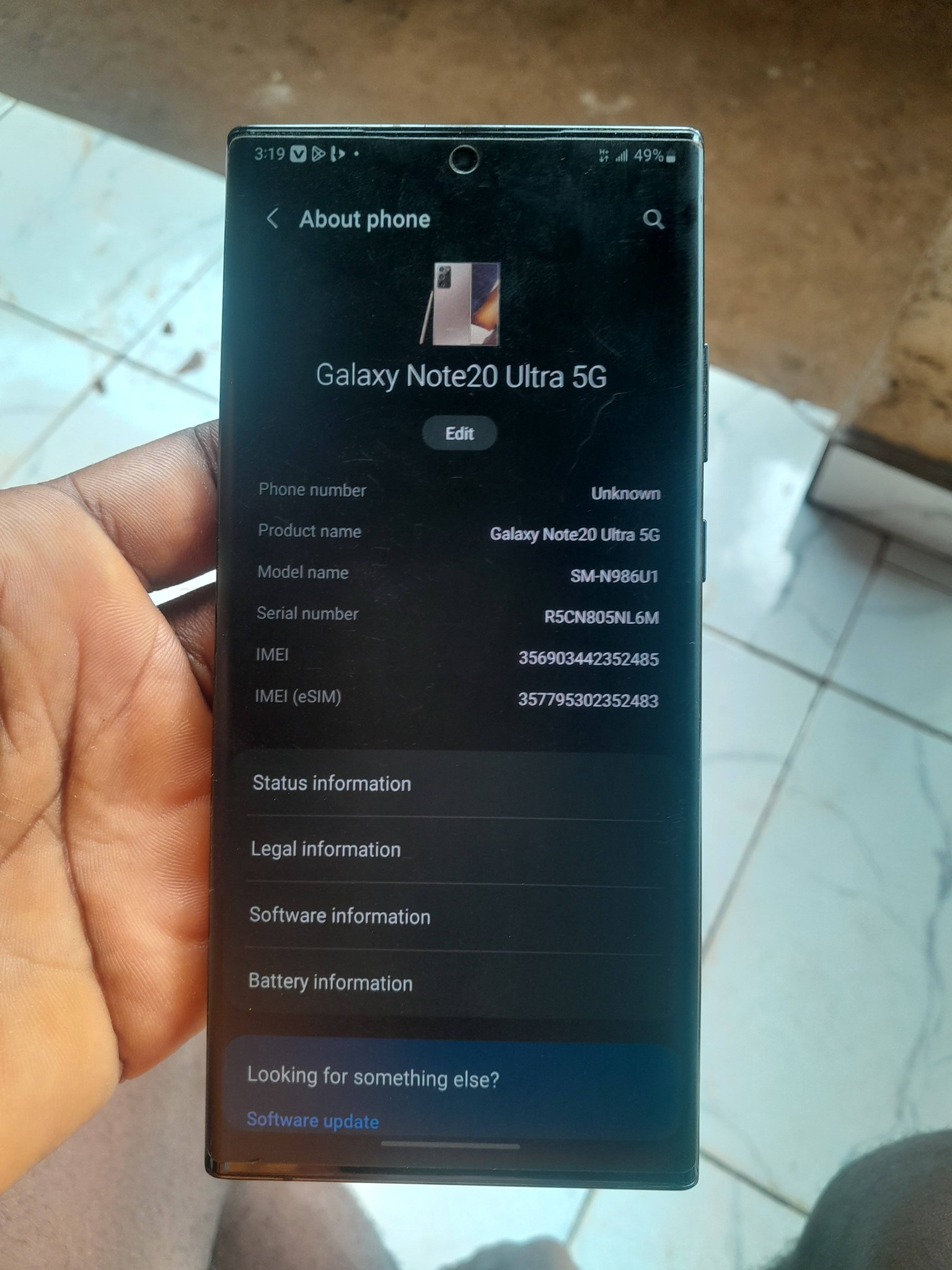 Galaxy note 20 ultra 5g for sell , dem if interested