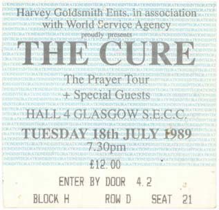The Cure 1989 prayer tour