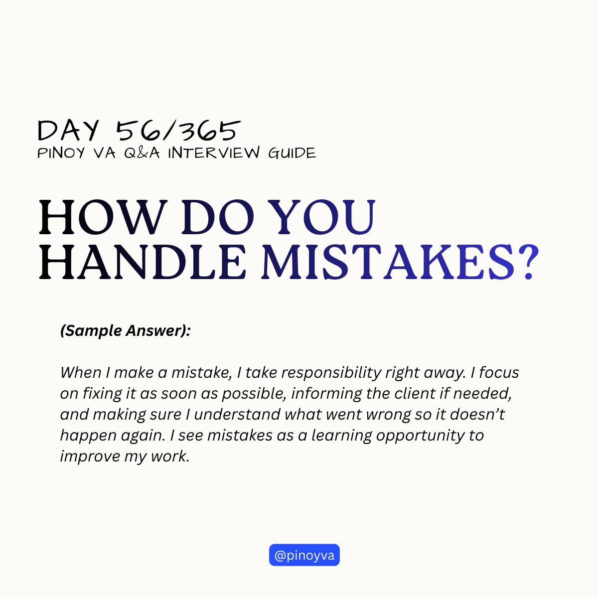 Pinoy VA - 🧠 VA Interview Q&A – Day 56/365 Q: How do you... | Facebook
