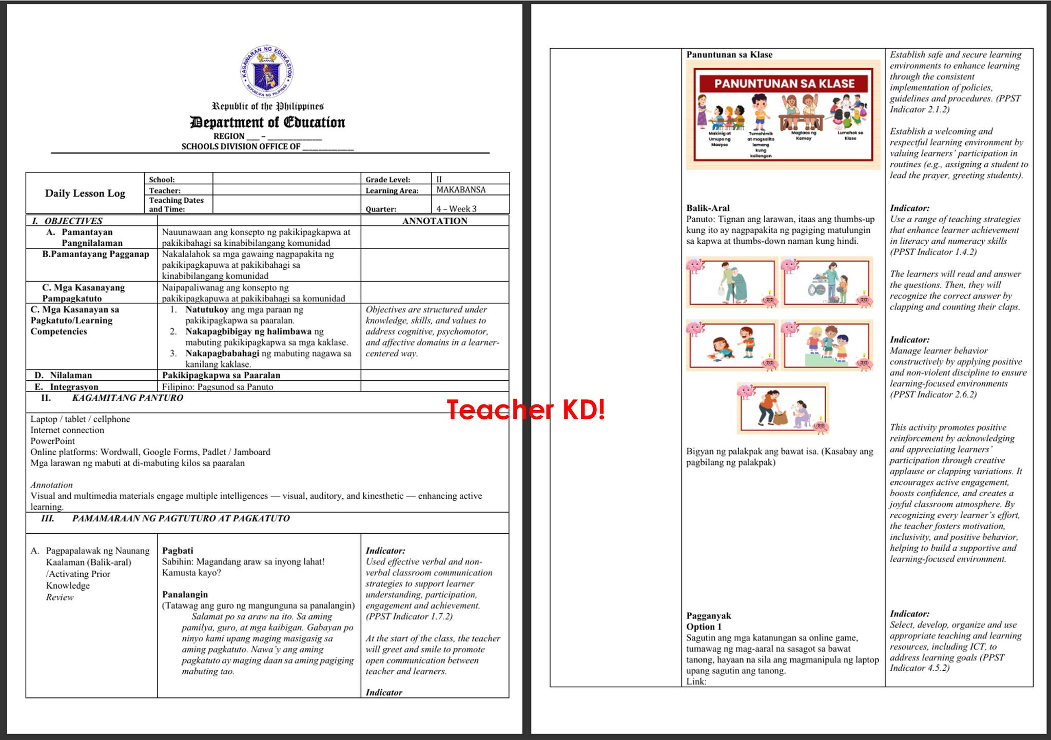 MATATAG TEACHERS' FILES - GRADE 2 | GRADE 2 - 4th Quarter COT FILES ...