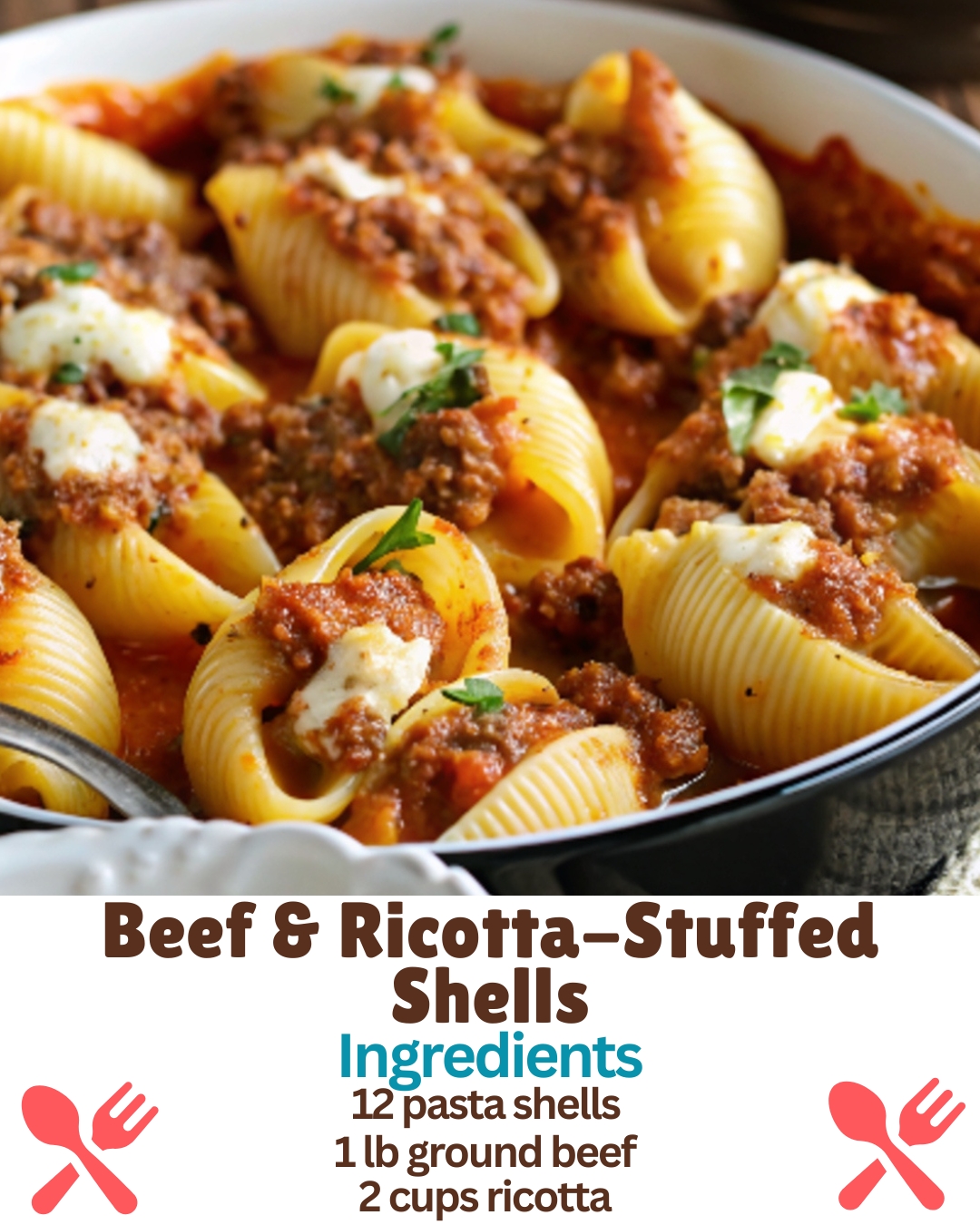 Easy - Beef & Ricotta-Stuffed Shells Creamy, cheesy, and stuffed with ...