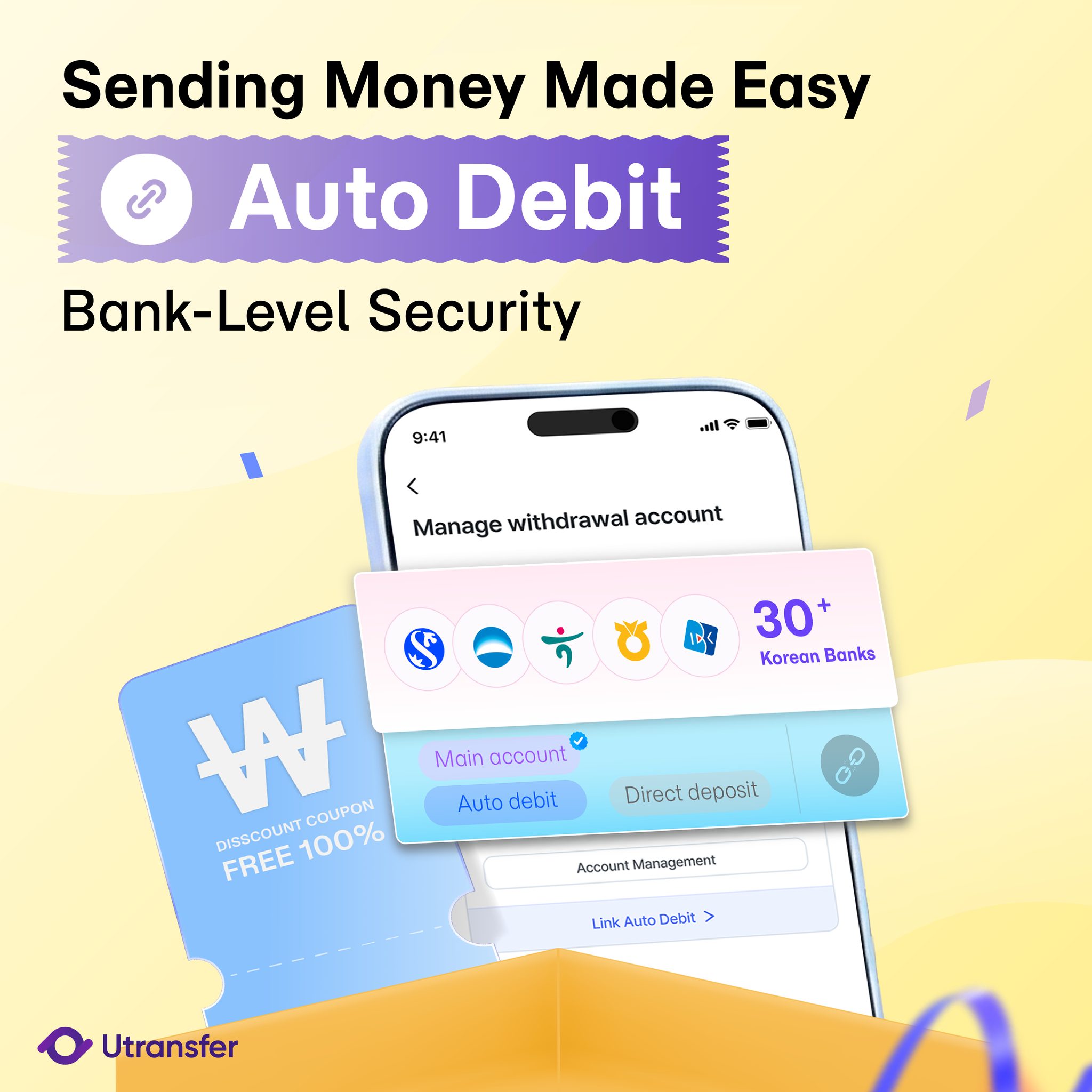 Utransfer - Tap. Relax. Done! 💜 Auto-debit Does It All Link your bank ...