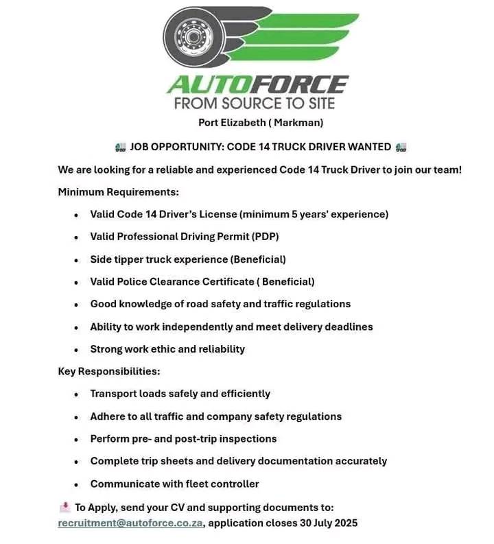 🚛 AUTOFORCE is Hiring: Code 14... - Collins Career Solution | Facebook