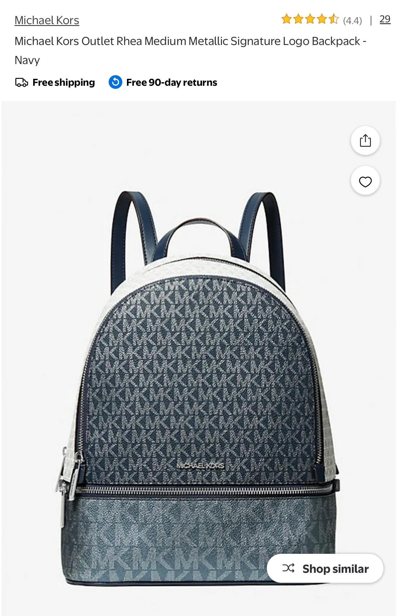 Michael Kors Outlet Rhea Medium Metallic Signature Logo Backpack 