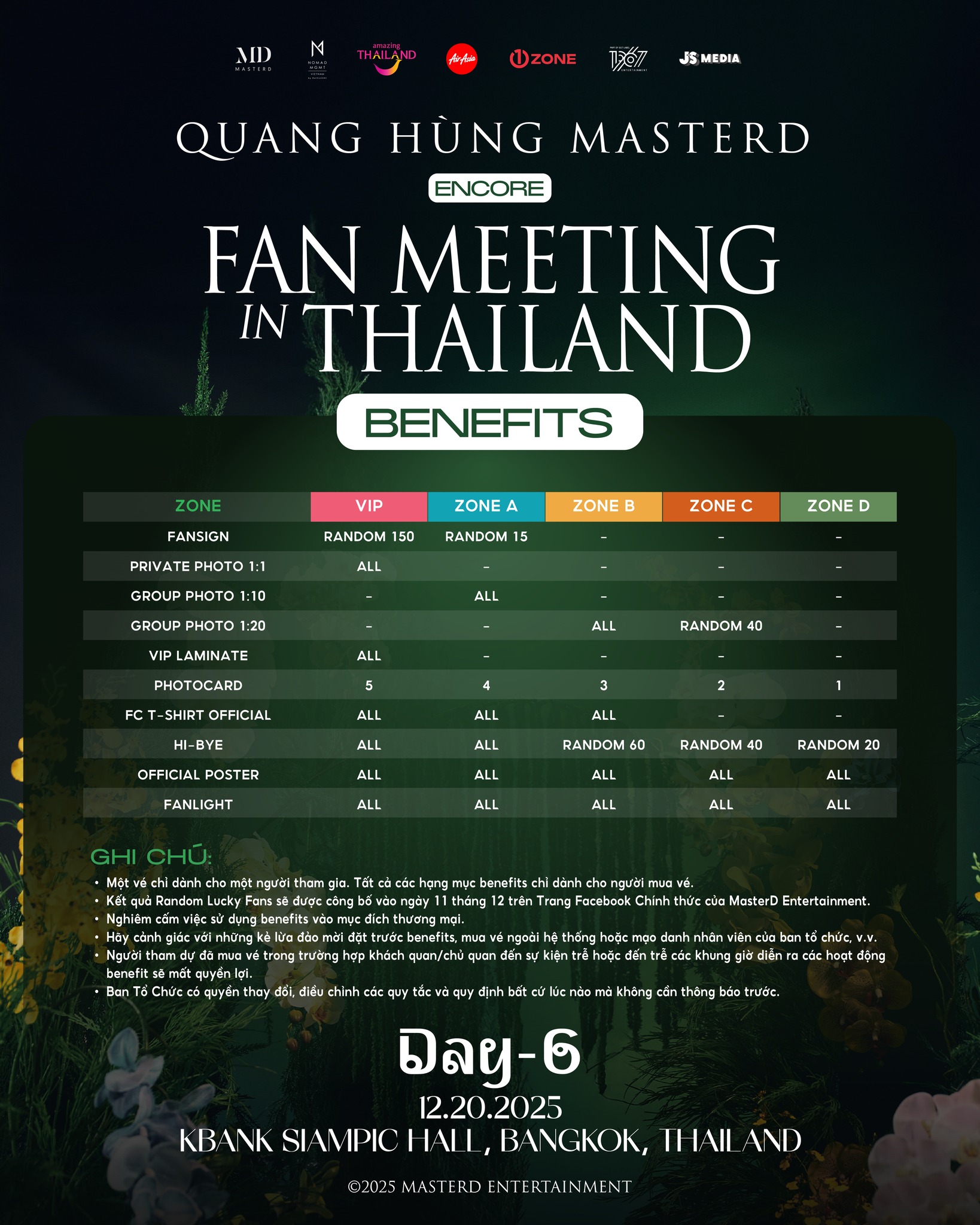 1Zone - 🎟️ SEAT MAP & BENEFITS: QUANG HÙNG MASTERD –... | Facebook