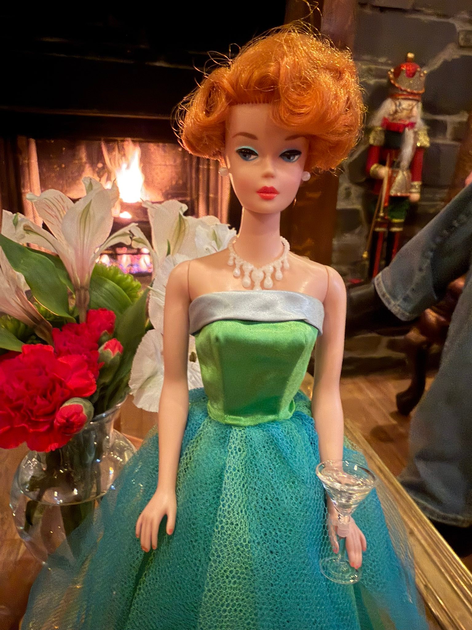 vintage barbie green dress doll in and blue gown Style:091874600
