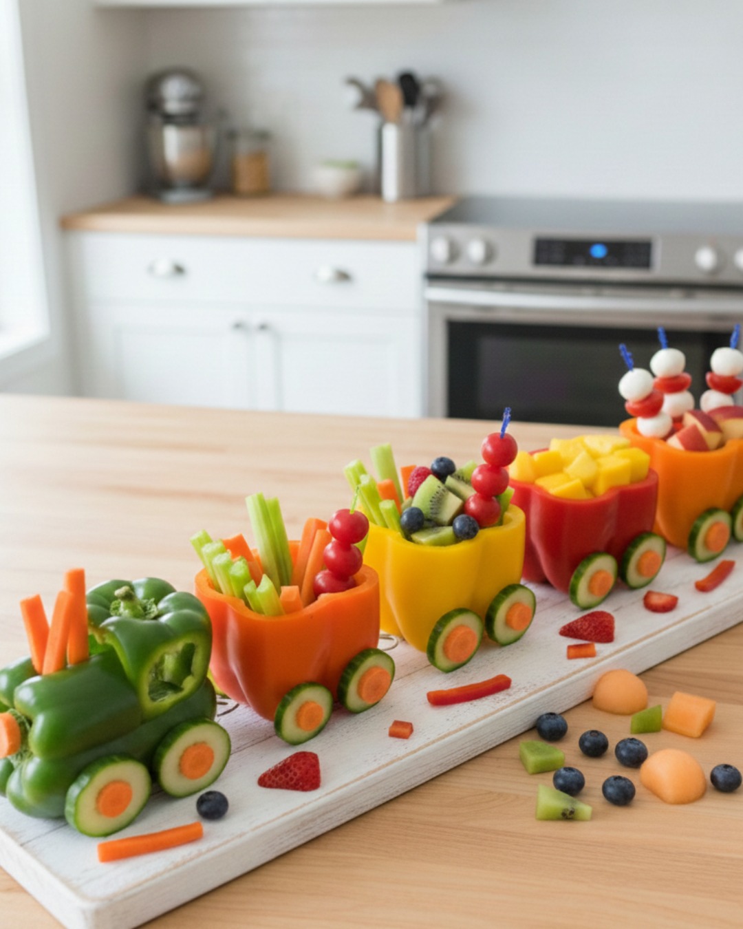 Rebecca - All aboard the veggie express! This fun train snack made from ...