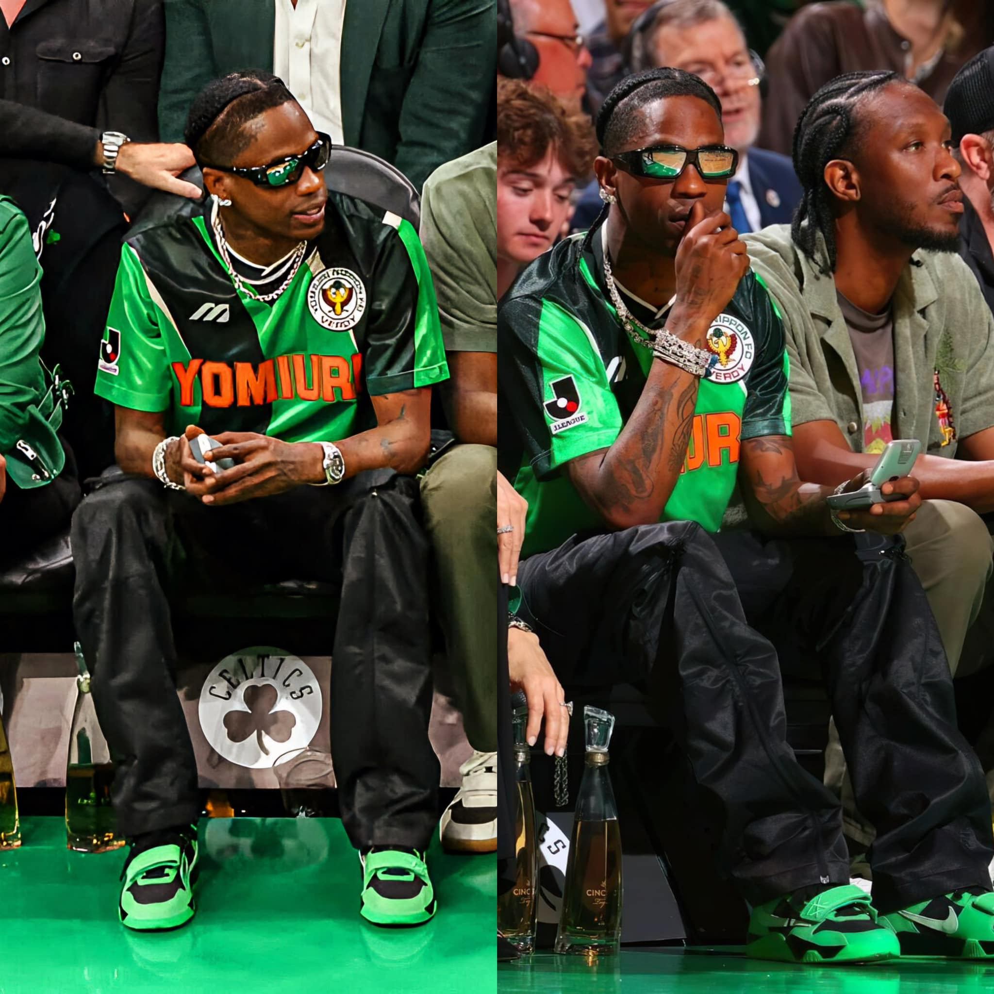 読売ヴェルディ　Verdy シャツ　Oサイズ TRAVIS SCOTT着用 Travis Scott wearing a retro Tokyo Verdy shirt at the basketball