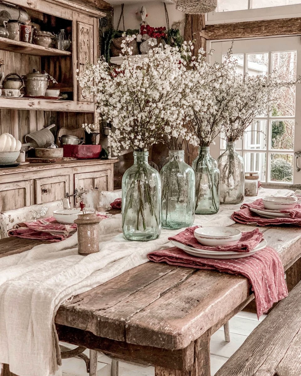 Calm - Love how those lush white branches pop against the vintage green ...