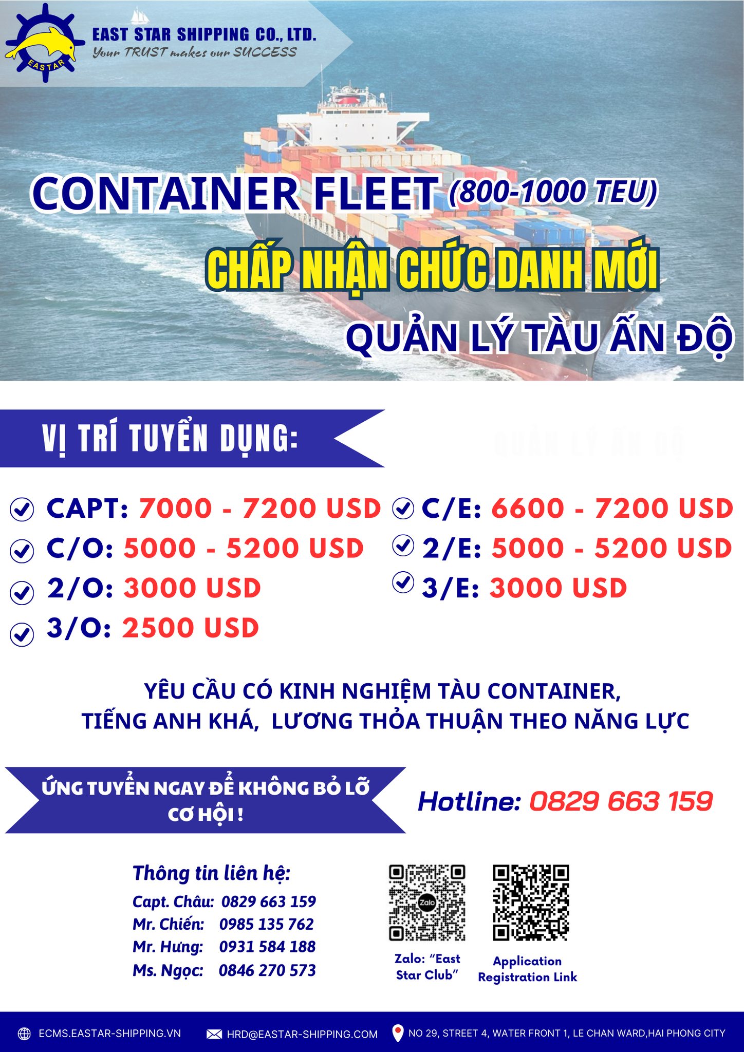 Eastar - 🌟 CÔNG TY TNHH VTB SAO PHƯƠNG ĐÔNG Tuyển dụng thuyền viên ...