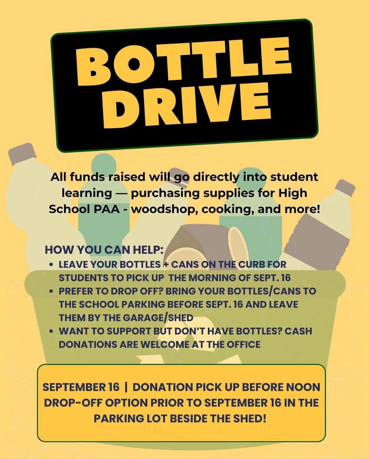 Craik - 📣 Friendly Reminder: Our bottle drive to support High School ...