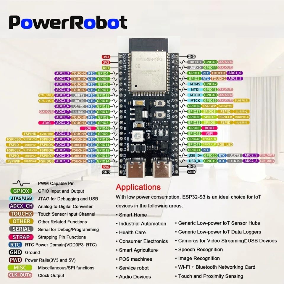 Freenove ESP32-S3-WROOM CAM Board - Microcontrôleur Dual-Core Caméra WiFi Bluetooth - Tutoriel Python C Inclus