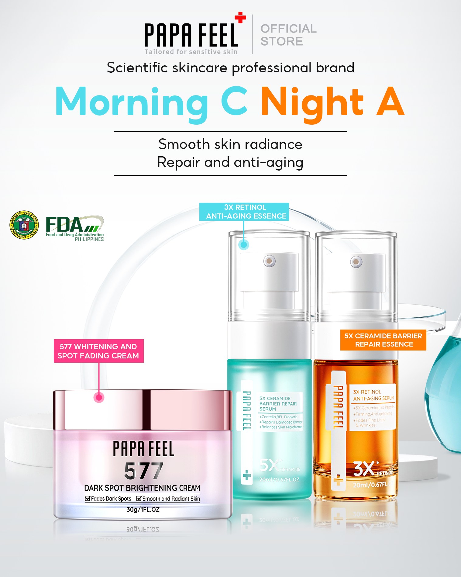 Day and night glowing skincare three-piece set is here! ☀ morning