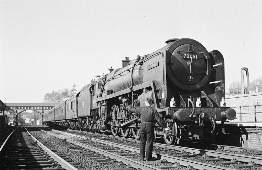 Britannia 70051 Firth of Forth at Eastleigh c1964