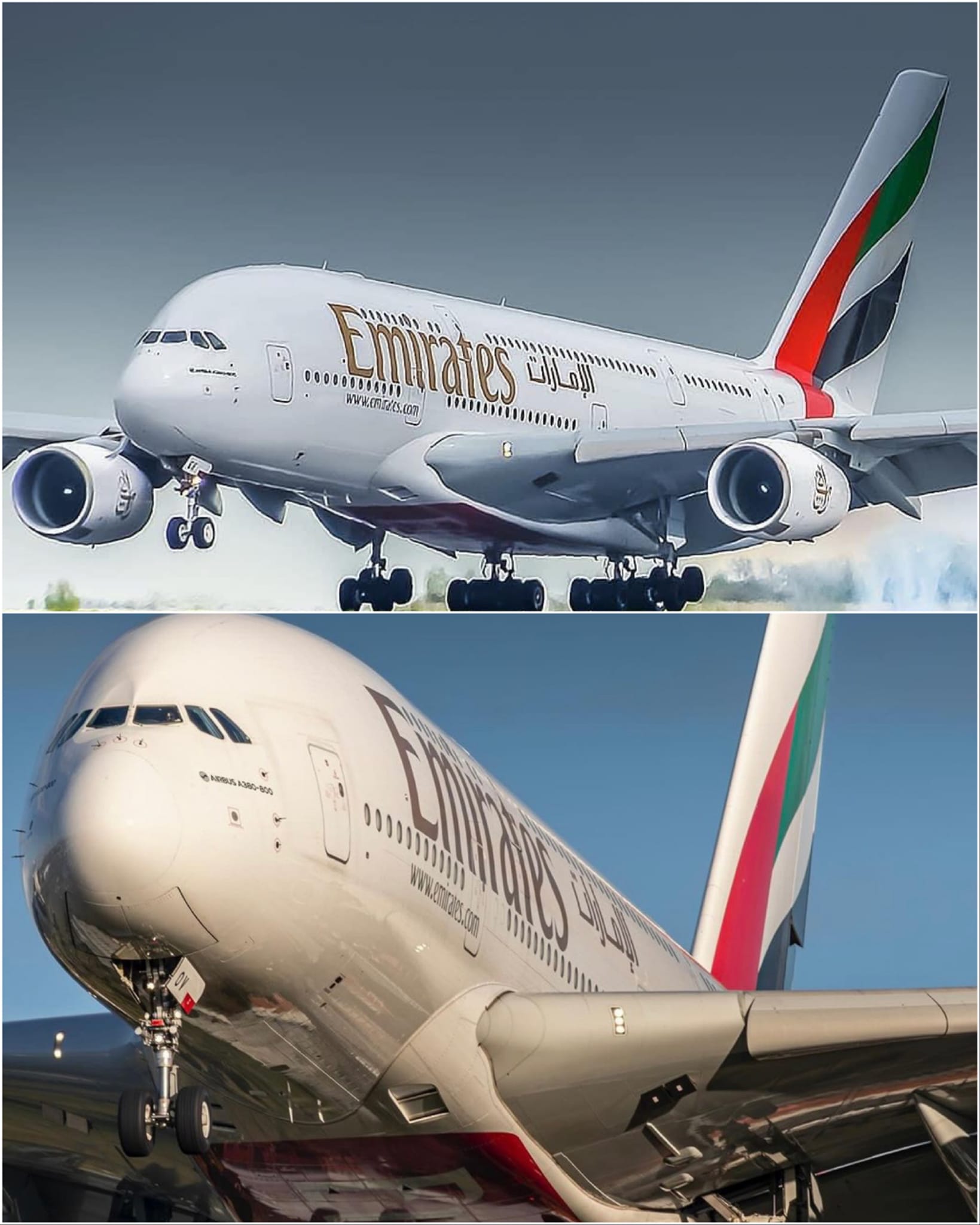 Emirates Boeing 777 and Airbus A380 at Dubai airport