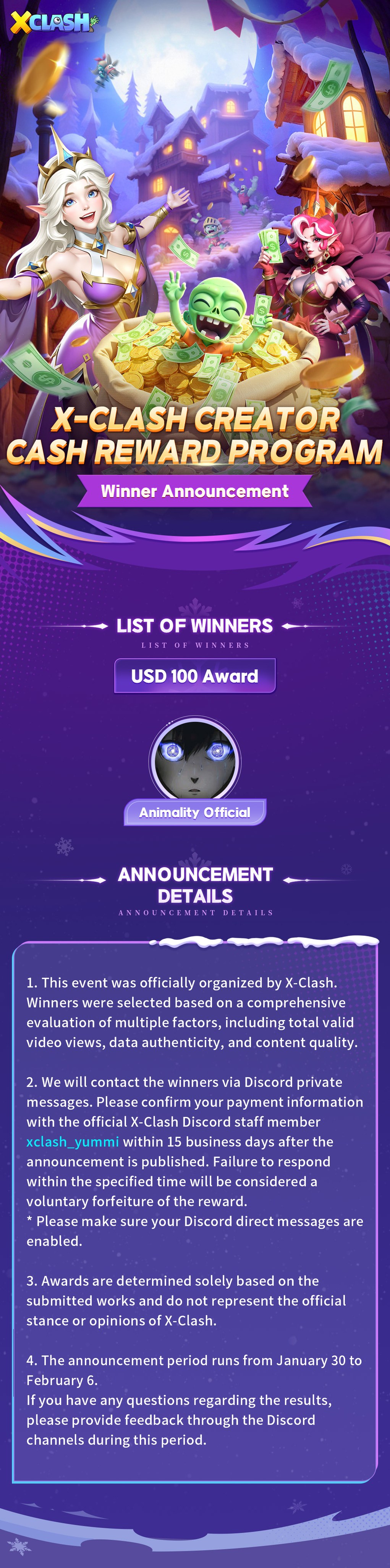 X-Clash - 🎉Creator Cash Reward Program Successfully Concluded🎉 Thank ...