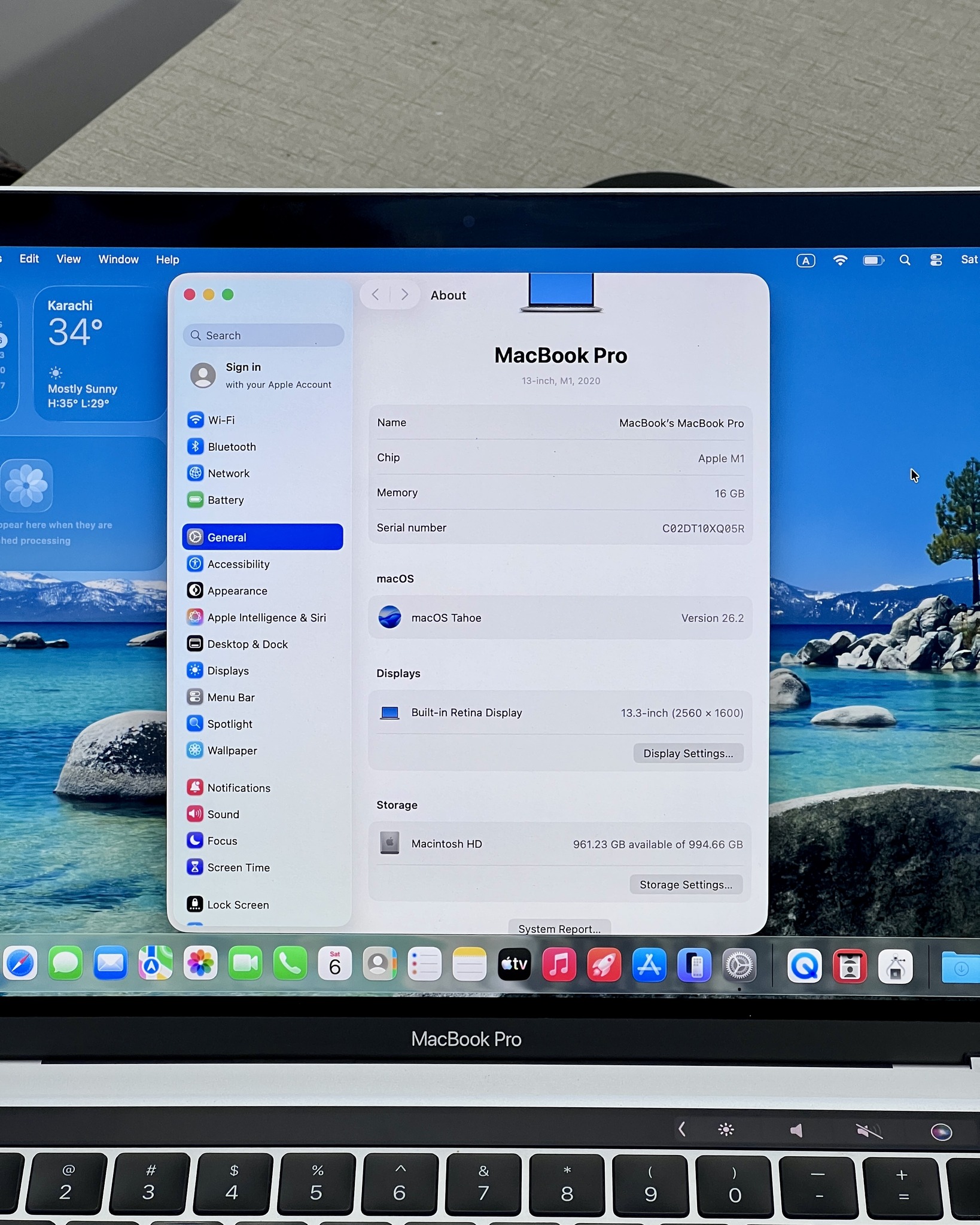  MacBook Pro 2020 - Model No. A2338 - Screen Size 13.3 inches 