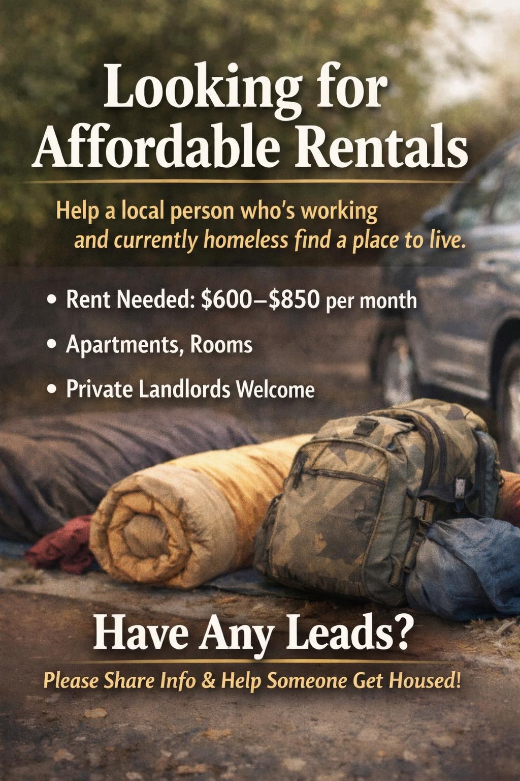 LOCAL HOMELESS PERSON NEEDS HELP WITH HOUSING: | Facebook