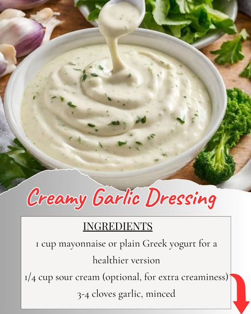 What is the recipe for Syl's creamy garlic salad dressing?