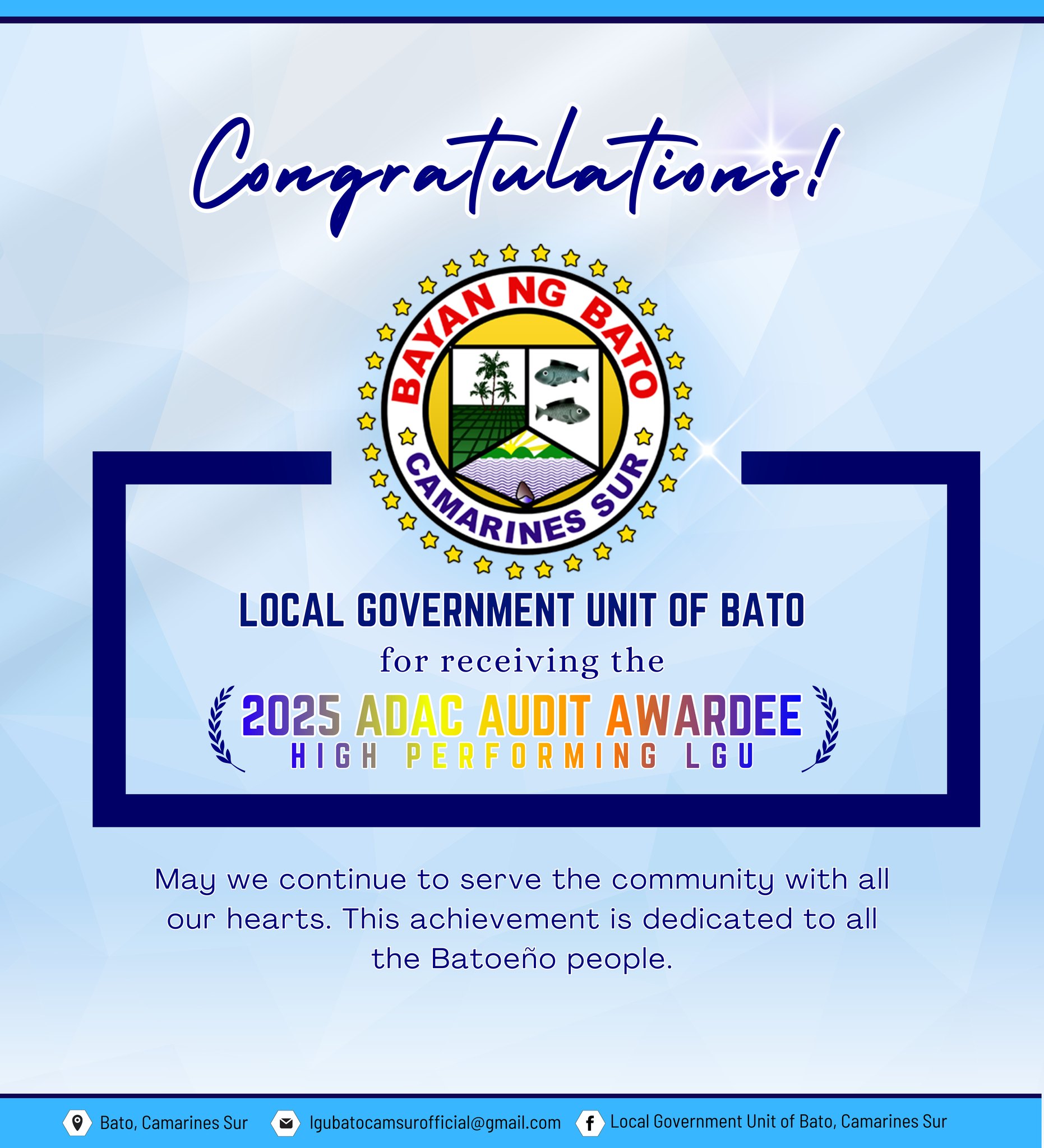 Local - Congratulations LGU Bato for receiving the 2025 Anti-Drug Abuse ...
