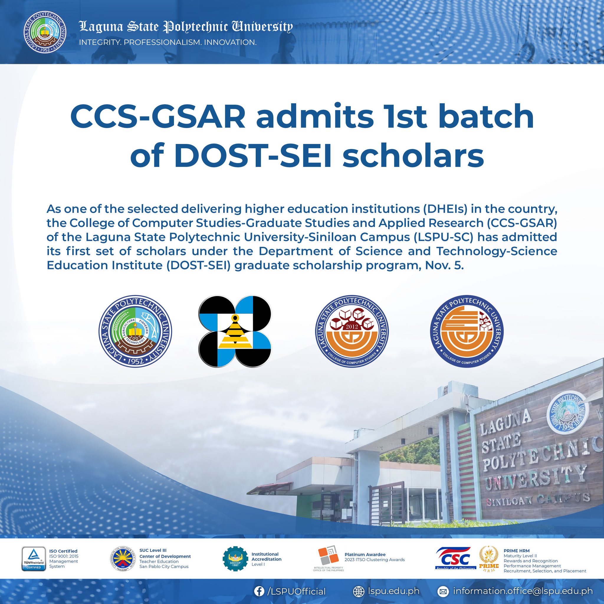 #LSPUNews l 𝗖𝗖𝗦-𝗚𝗦𝗔𝗥... - Laguna State Polytechnic University | Facebook