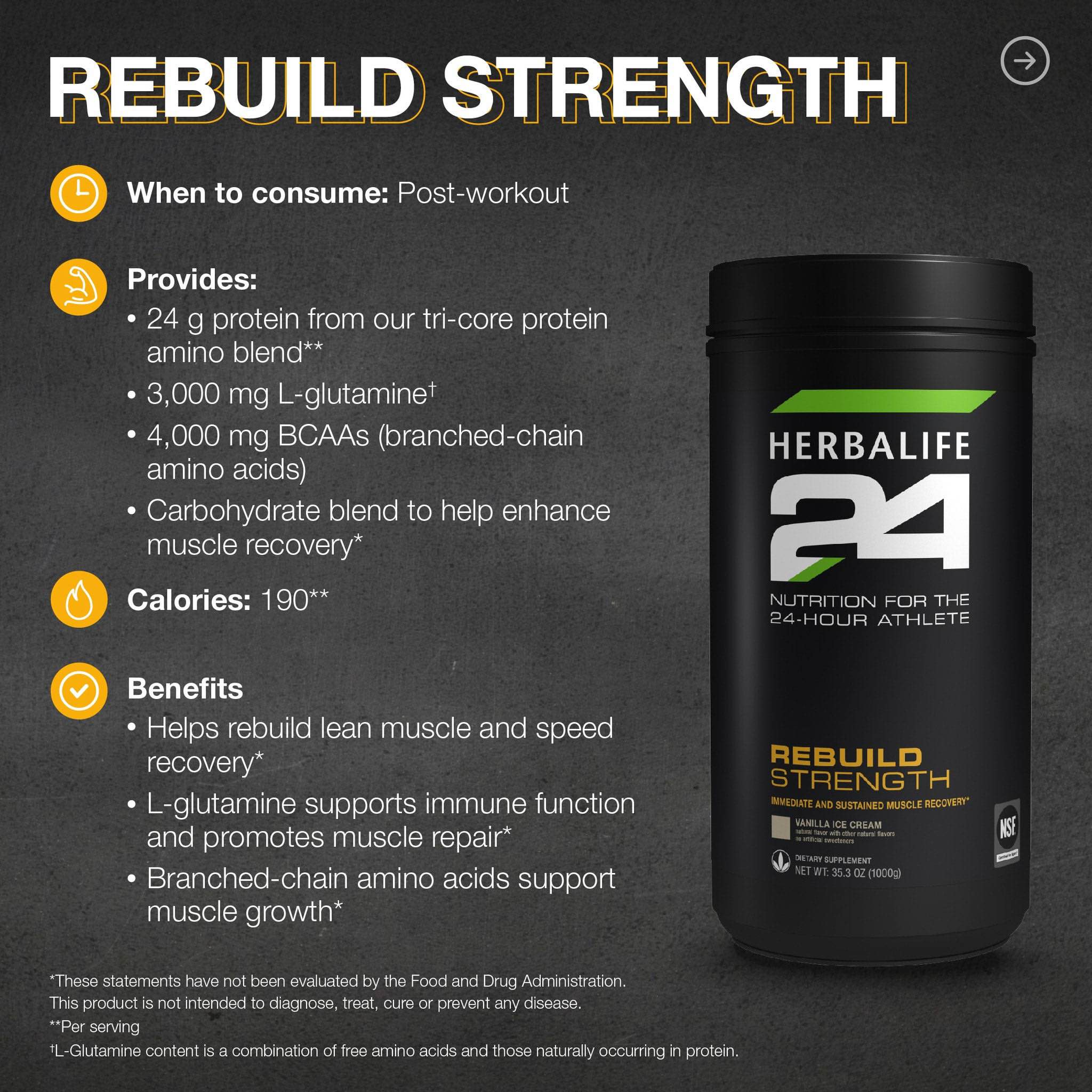 l carnitine herbalife 8058636087 REBUILD STRENGTH When to consume: Post workout Provides: 24 protein from our tri- core protein amino blend* •3,000 mg L-glutaminet •4,000 mg BCAAs (branched-chain -chain amino acids) Carbohydrate blend to help carnitine is the preferred form of L Herbalife en Chile Distribuidores Independientes
