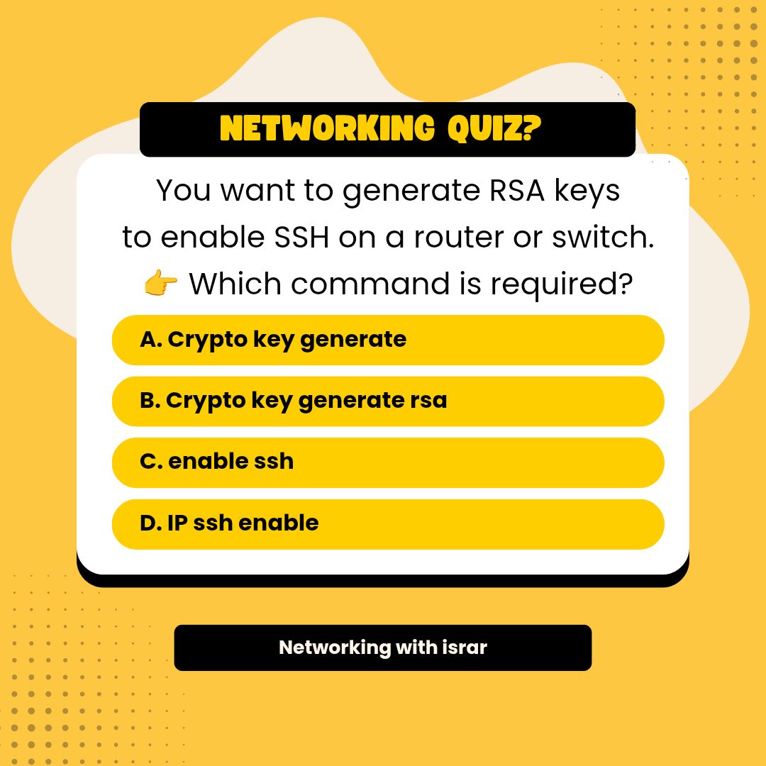 Networking - Networking Quiz? You want to generate RSA keys to enable ...