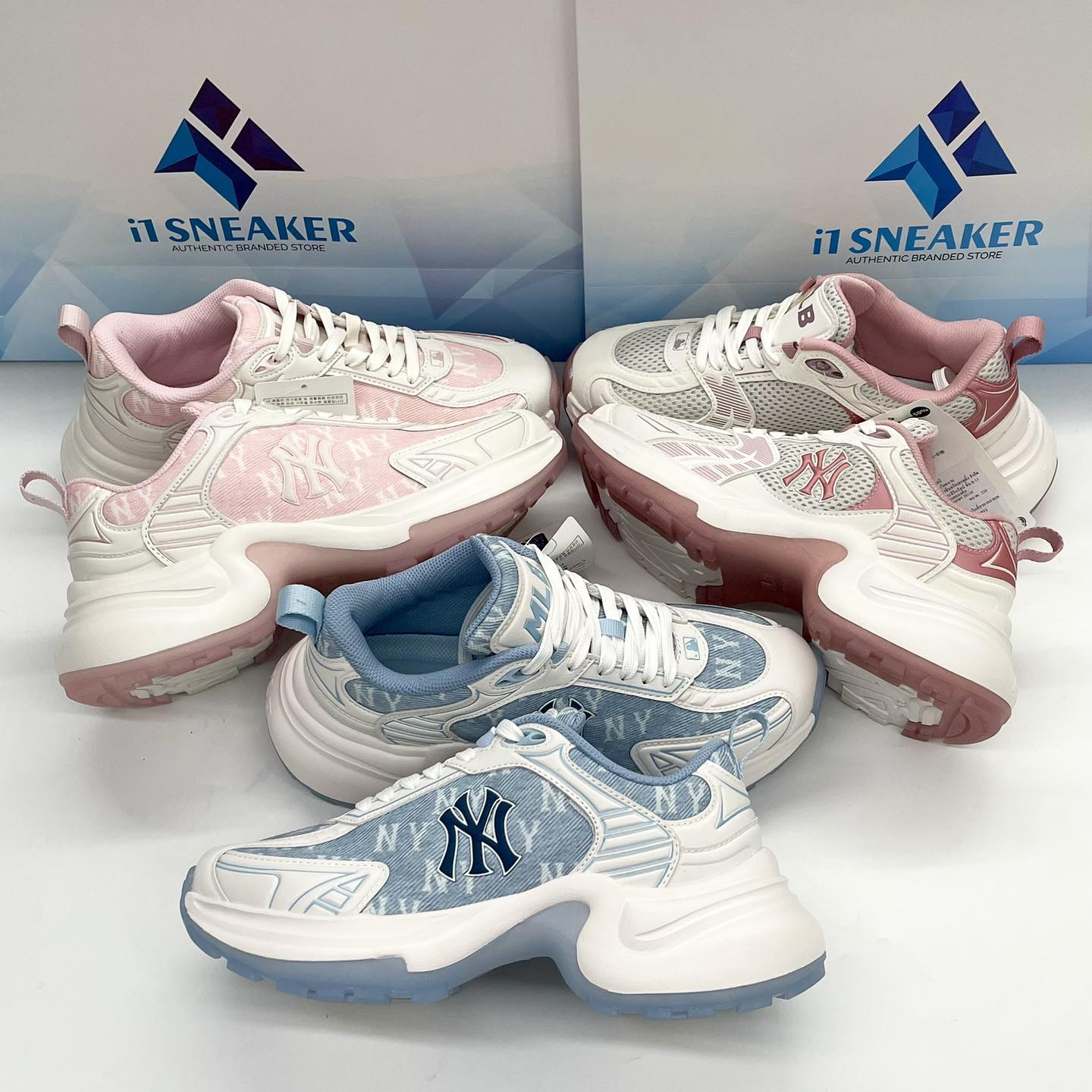 i1 - MLB XLG Chunky Denim Monogram Pink Size - Us 5,5.5,6,6.5 MLB 