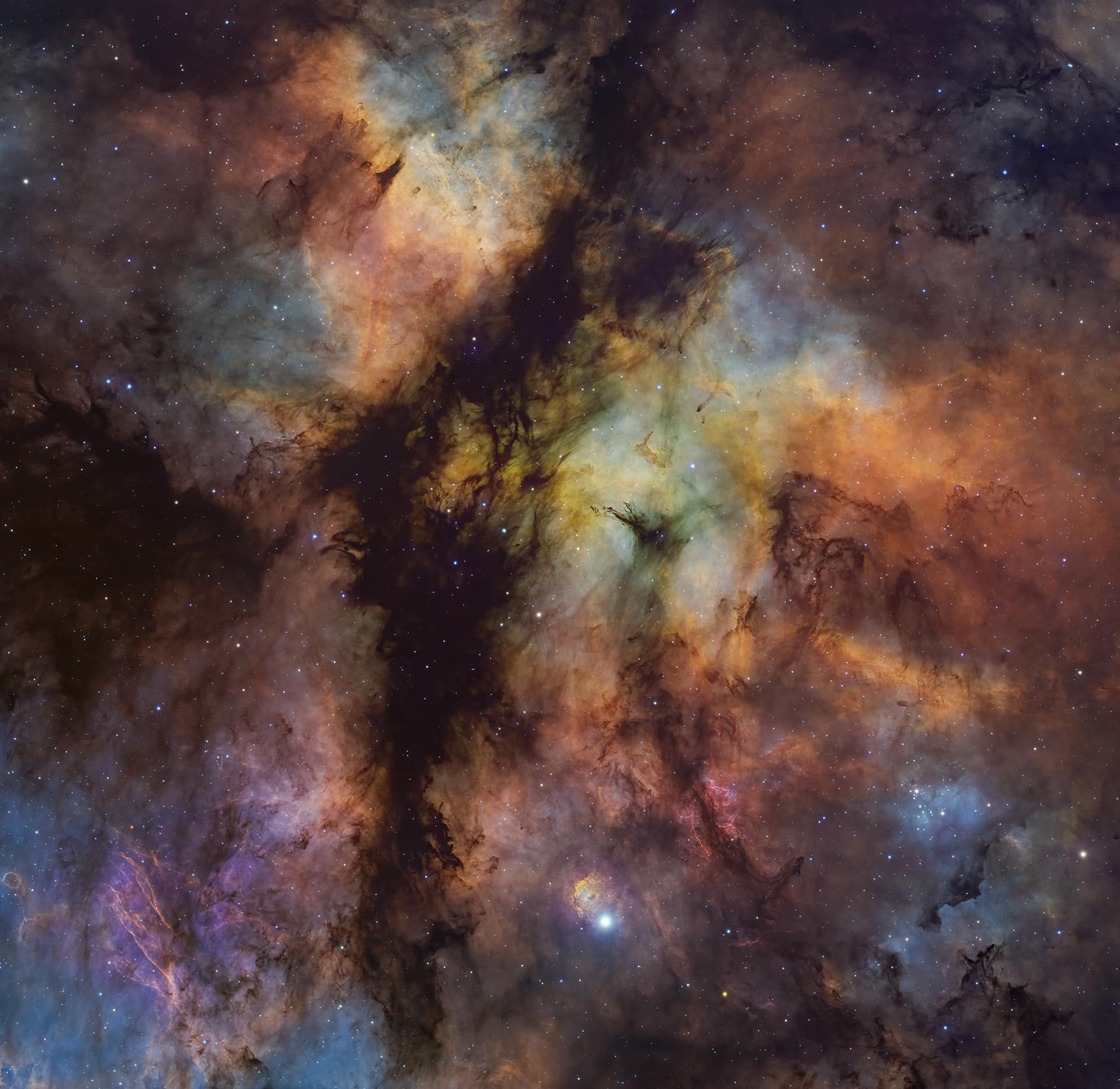 Butterfly nebula ic 1318 in cygnus constellation