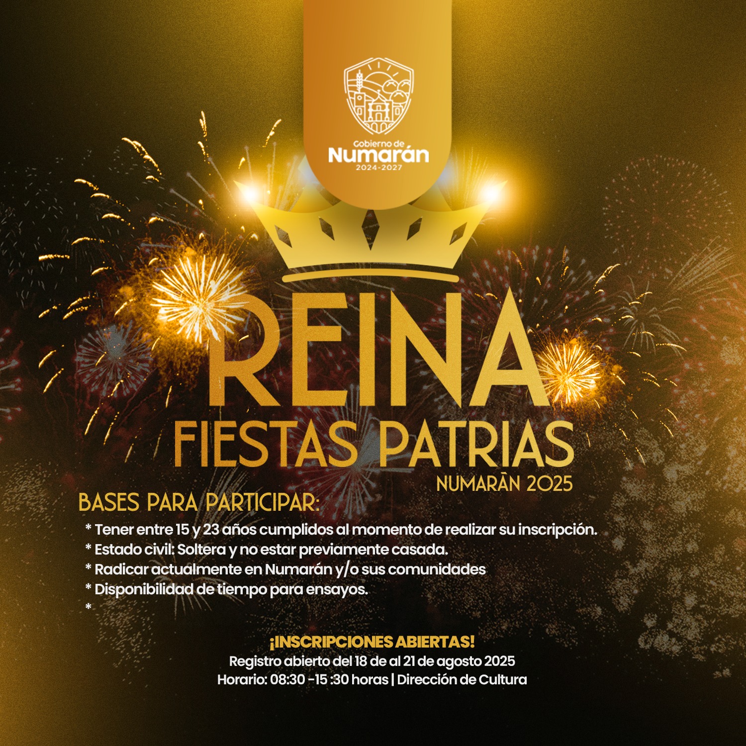 Numarán - #Convocatoria ¡Reina de las Fiestas Patrias Numarán 2025! 👑 ...