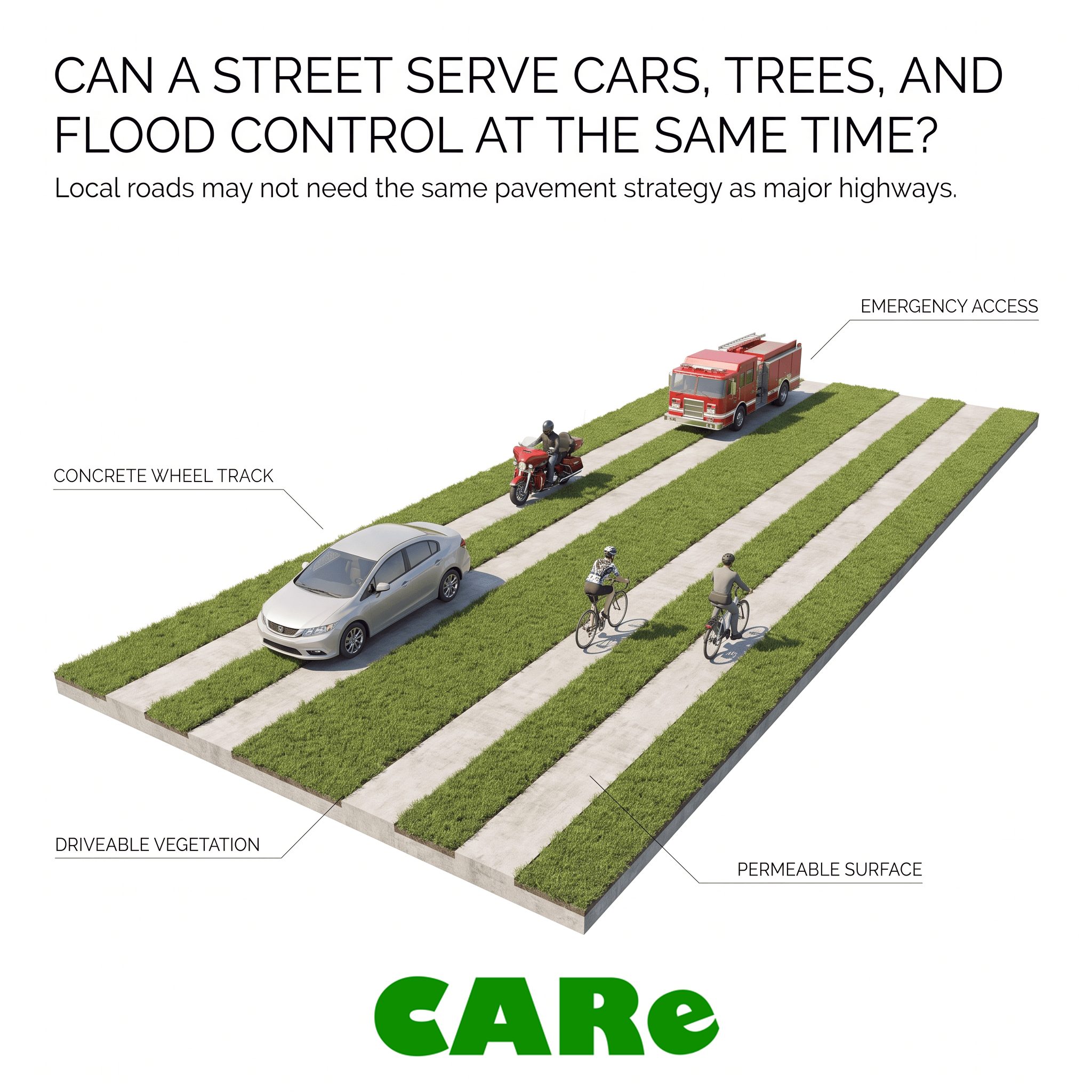 The road is wide, there will be heavy vehicles, so any covered