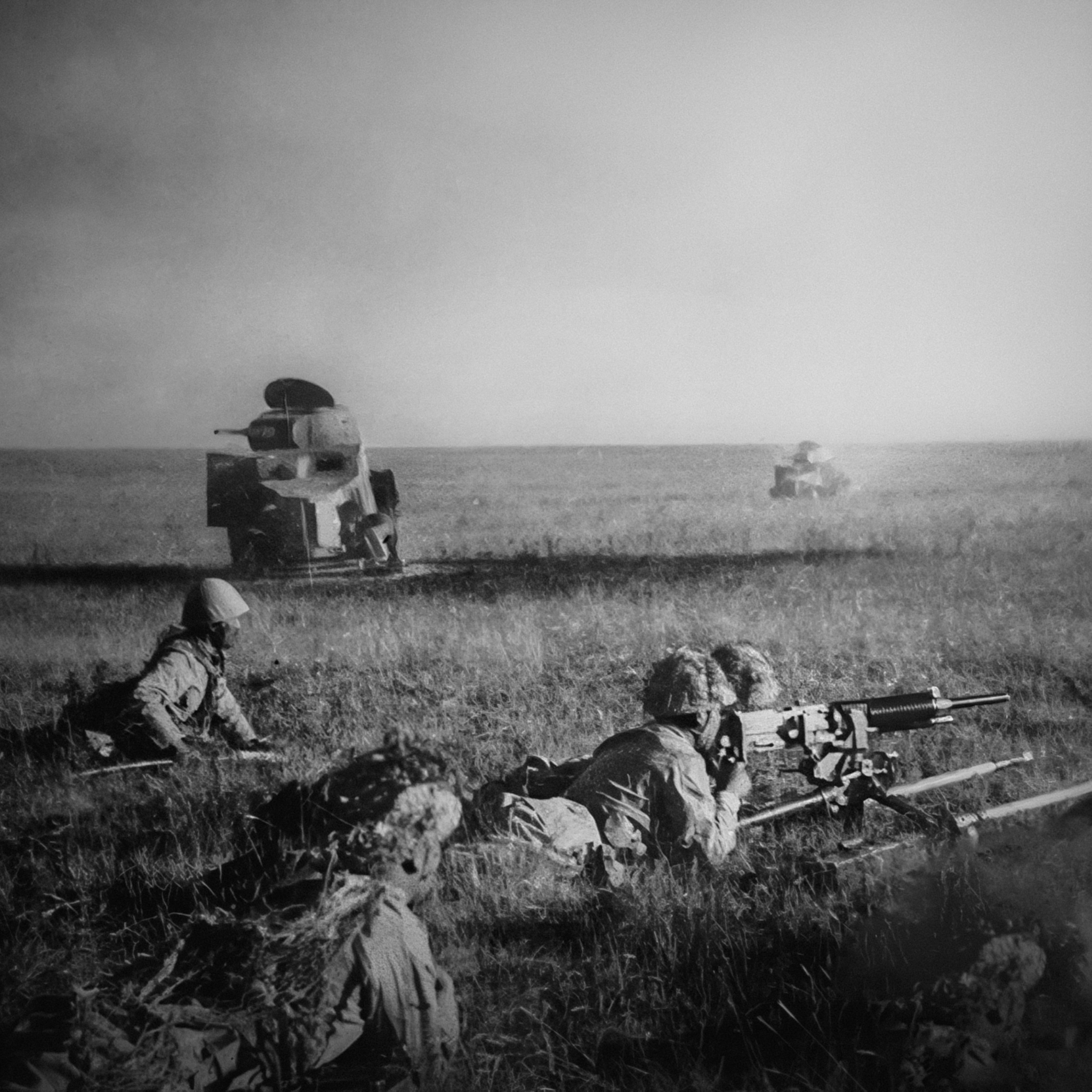Japanese infantry in Mongolia area, China, Jul 1939 with Soviet BA
