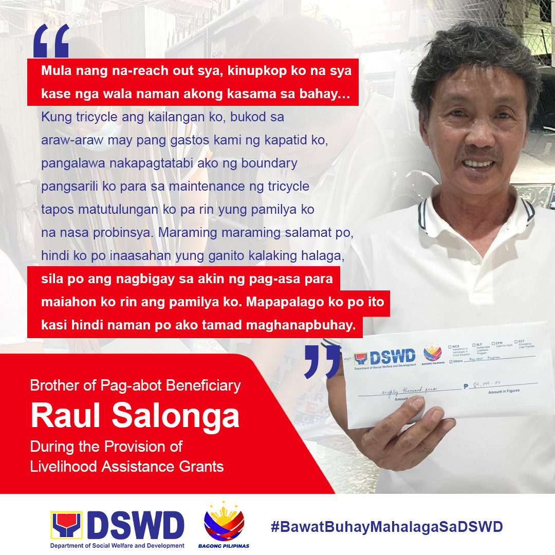 📸 TINGNAN: Si Raul Salonga,... - DSWD Pag-abot Program | Facebook