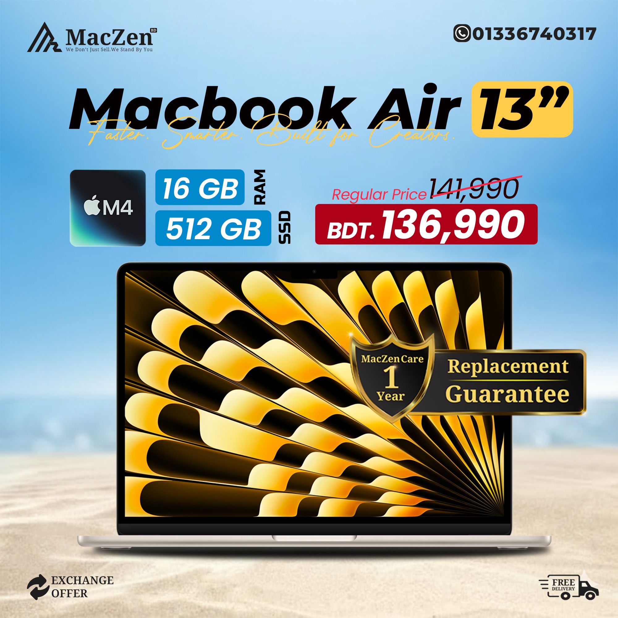 ✨ 13.6-inch MacBook Air (16GB | 512GB) Ultra-thin, lightweight 