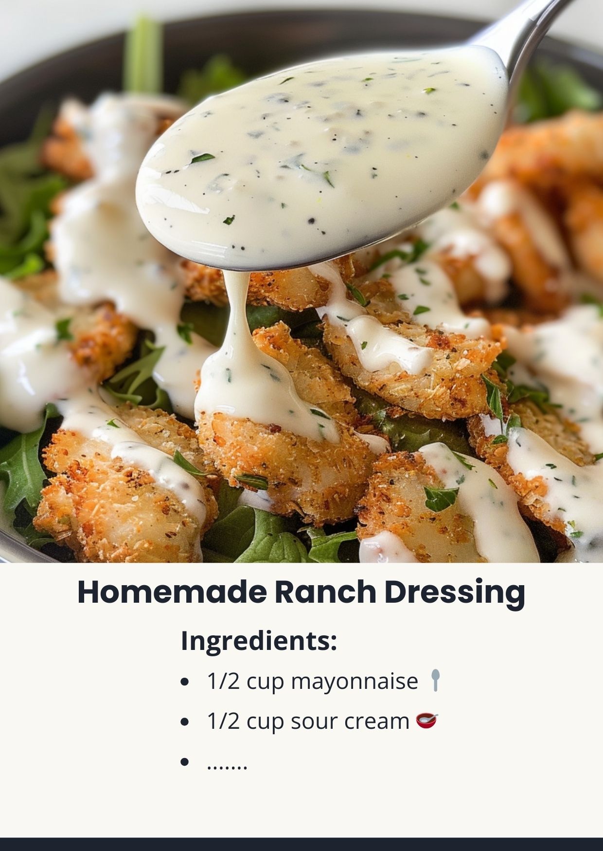 Instead of ranch.....1/2 sour cream and 1/2 mayo.....add seasoning to taste