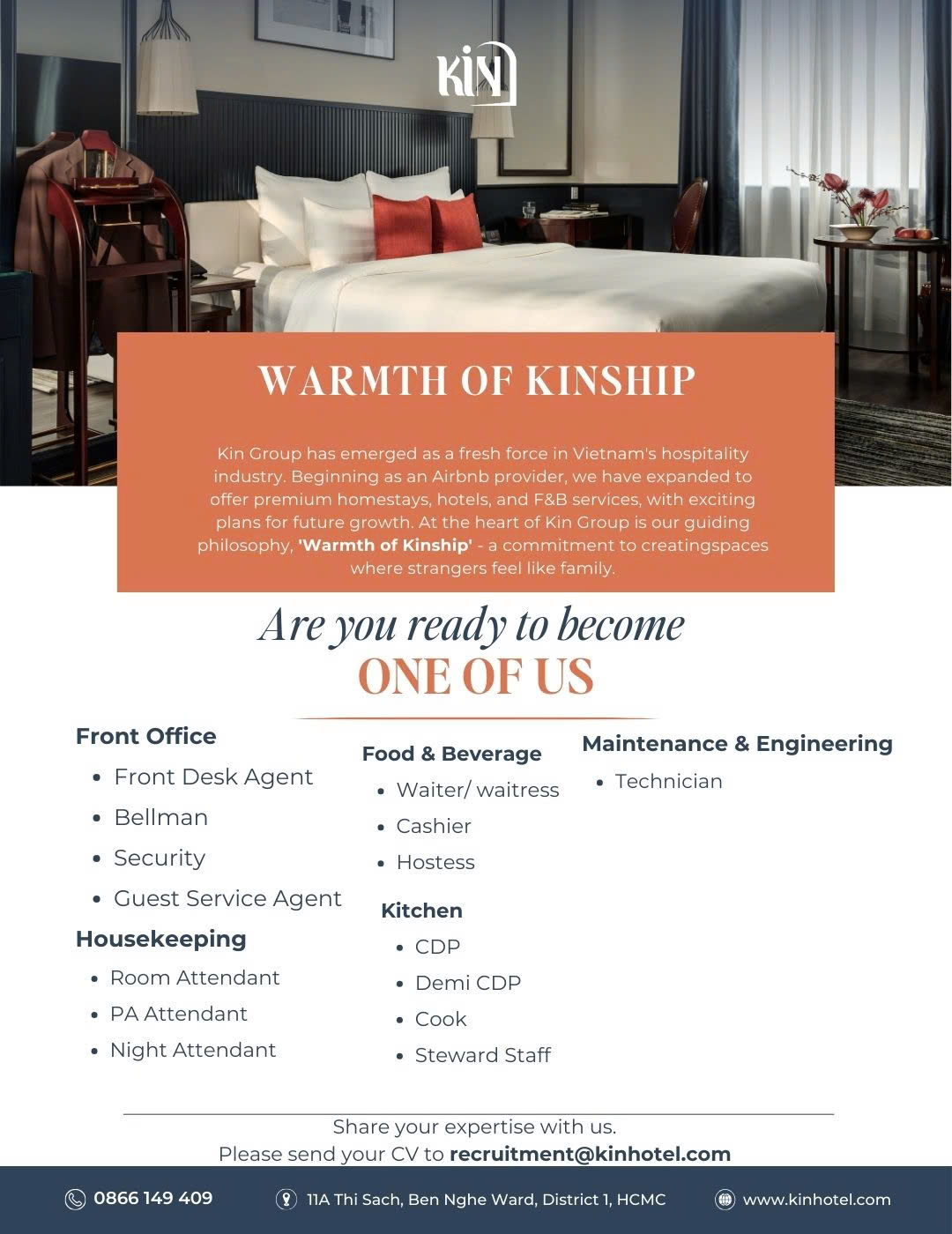 Kin Hotel Recruitment | Ho Chi Minh City