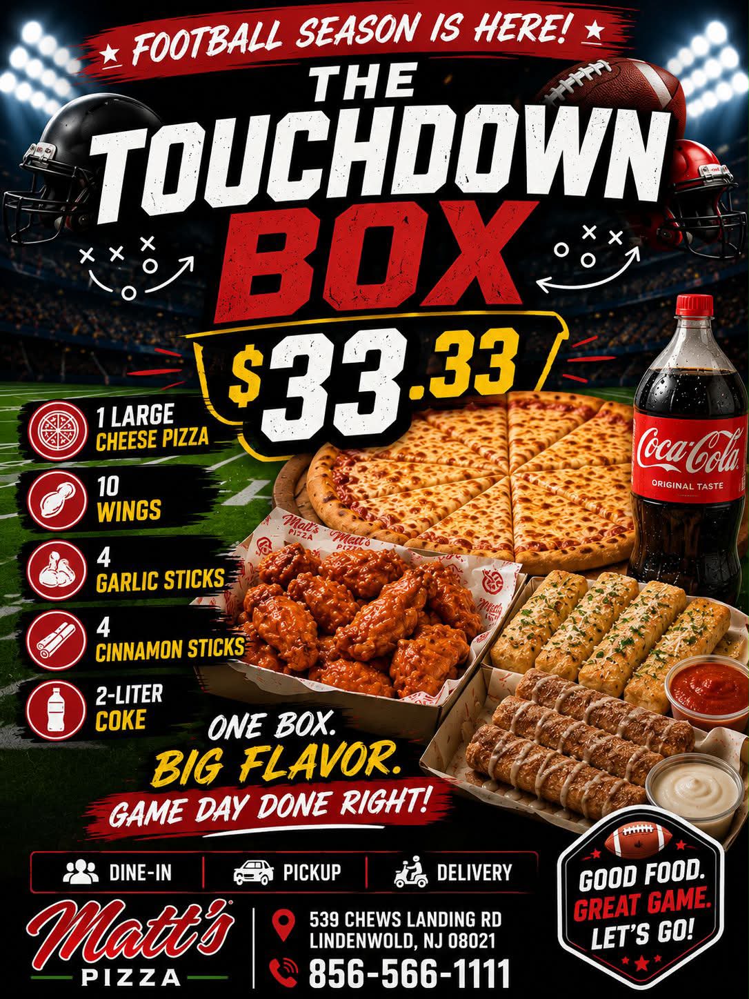 Matt's Pizza 856-566-1111 539 Chews Landing rd Lindenwold New