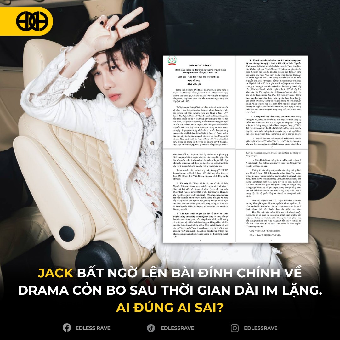 EDless - JACK BẤT NGỜ LÊN BÀI ĐÍNH CHÍNH VỀ DRAMA CỎN BO SAU THỜI GIAN ...