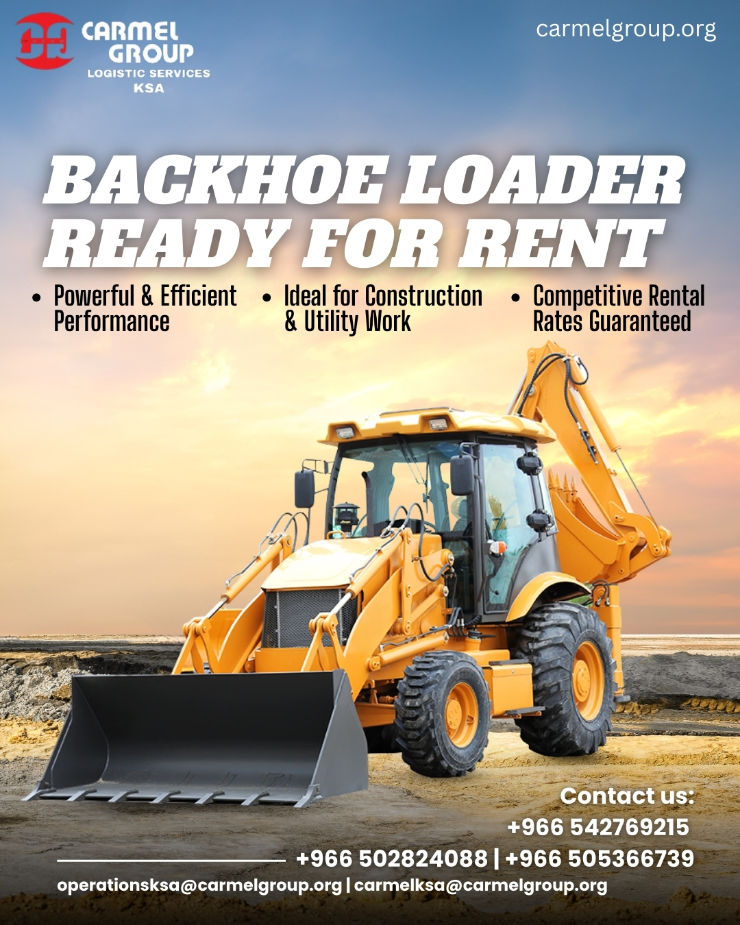 Carmel - Backhoe Loader – Ready for Rent in KSA! Key Benefits: 🔥 ...