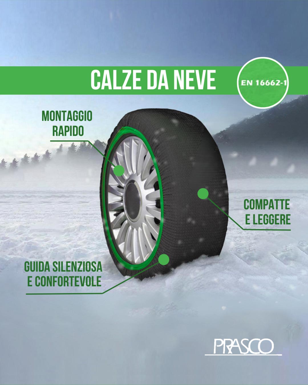 Prasco Calze Da Neve SN2000103 – Taglia L, Universali, 2 Pezzi Per Auto