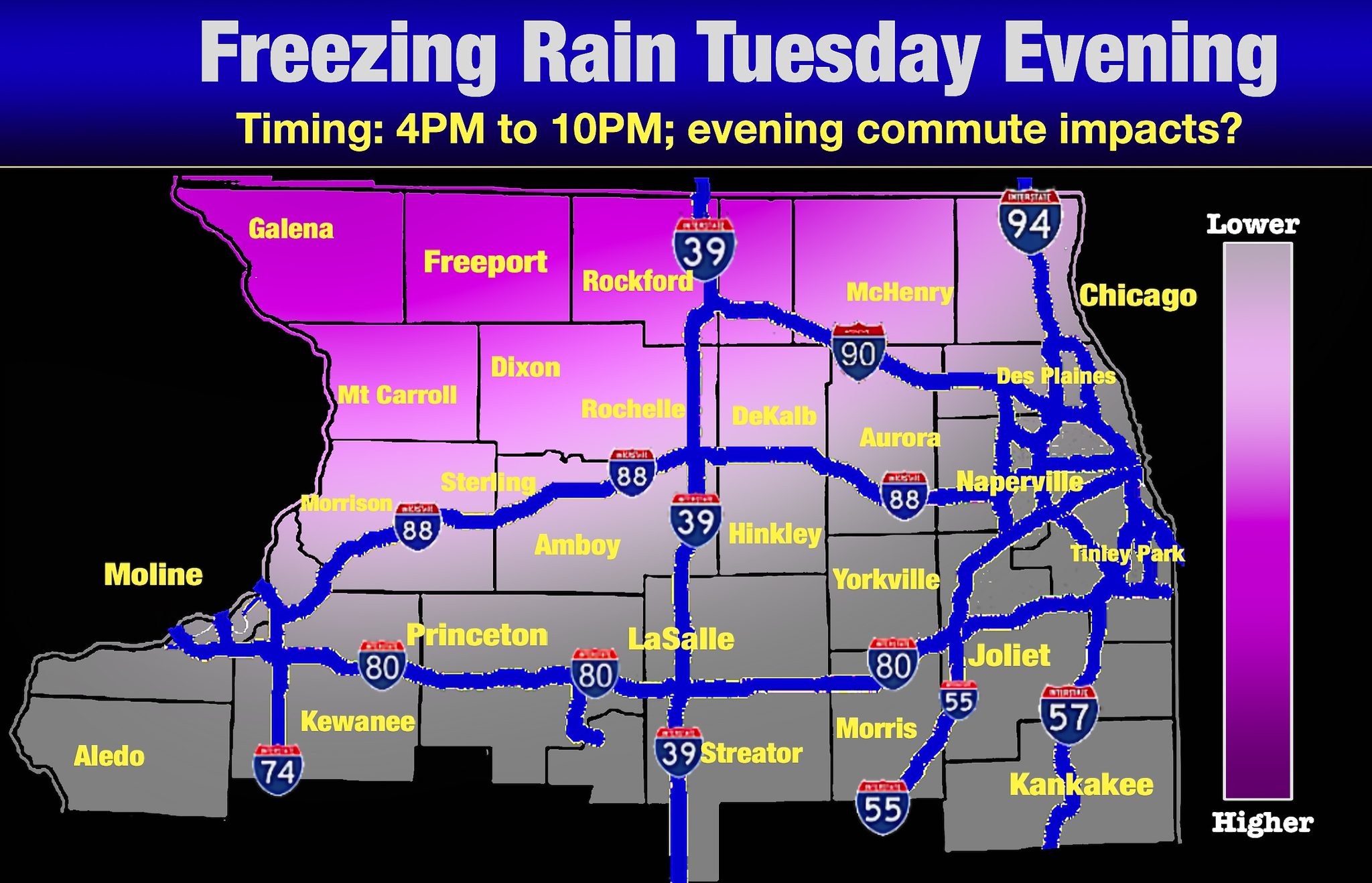 Illinois - Freezing rain is a possibility Tuesday evening. Amounts won ...