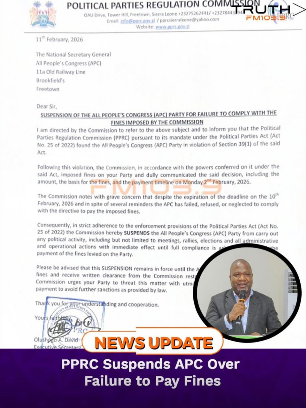 Truth Media - The Political Parties Regulation Commission... | Facebook