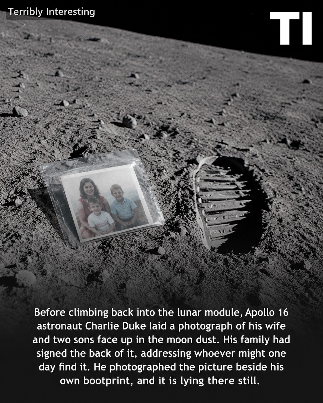 Terribly - On the twentieth of April, 1972, Apollo 16 astronaut