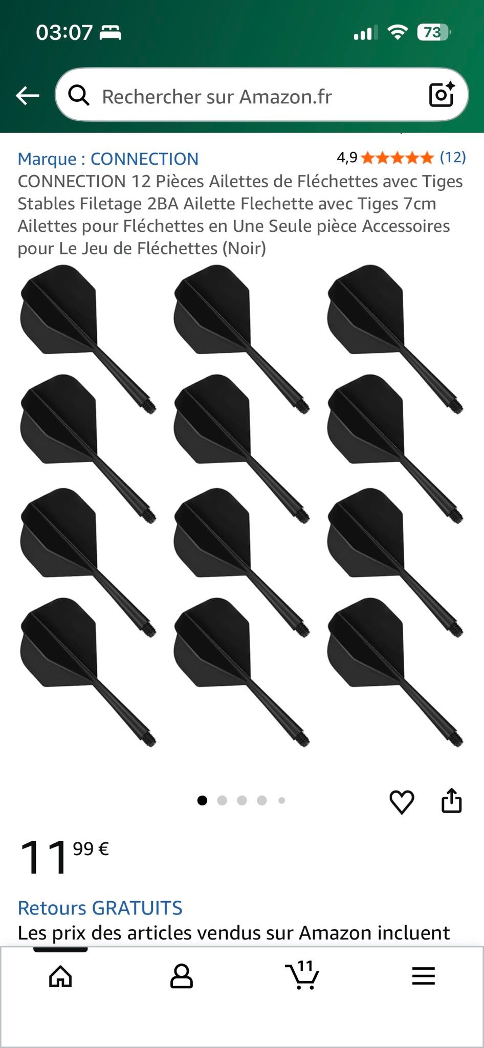 SEABABOO 6PCS Tiges Et Vols De Fléchettes Intégrées ABS - Ailettes 2BA Pour Fléchettes