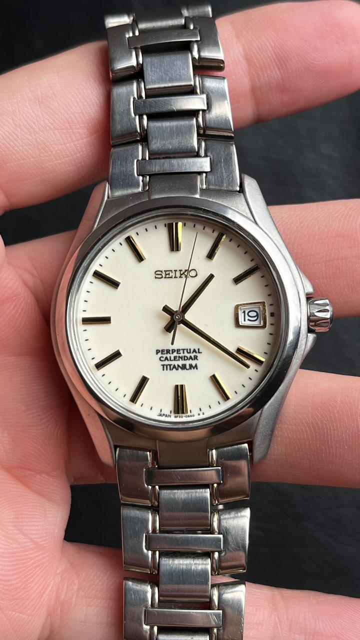 Seiko perpetual calendar titanium watch for sale