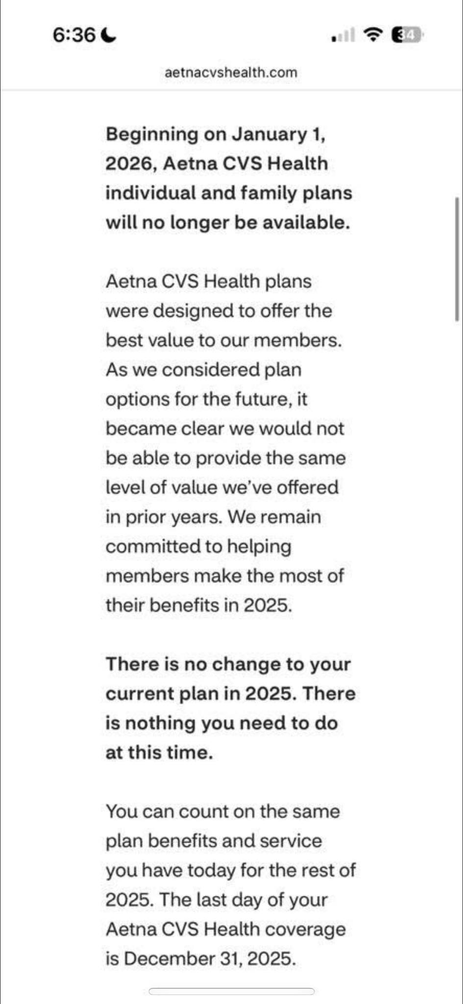 Aetna Medicare changes for 2026